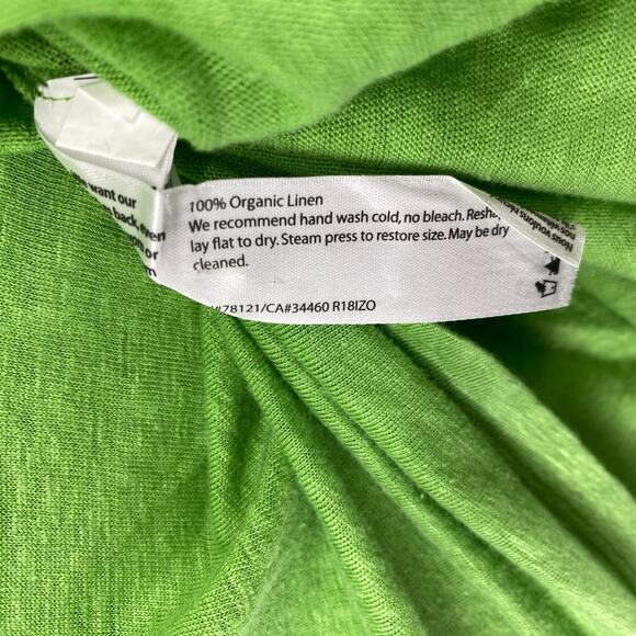 EILEEN FISHER Top S Organic Linen Slub Jersey Pocket Rib Trim 3/4 Sleeve Green - Picture 8 of 11